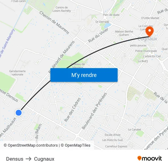 Densus to Cugnaux map