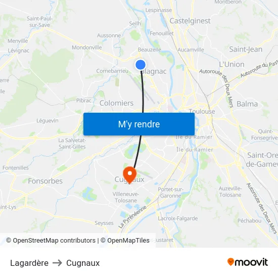 Lagardère to Cugnaux map