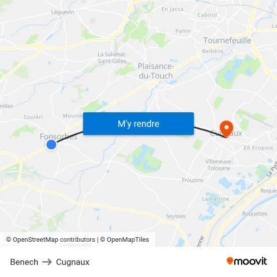 Benech to Cugnaux map