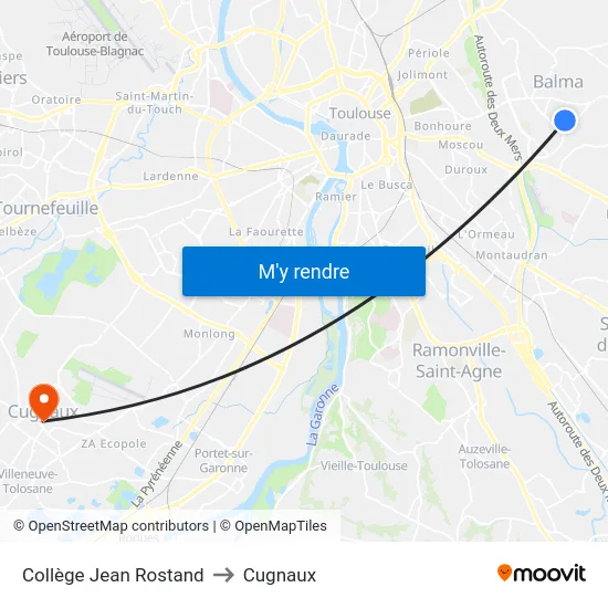 Collège Jean Rostand to Cugnaux map