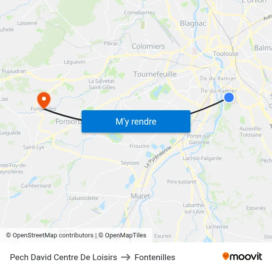 Pech David Centre De Loisirs to Fontenilles map