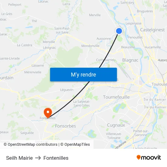 Seilh Mairie to Fontenilles map