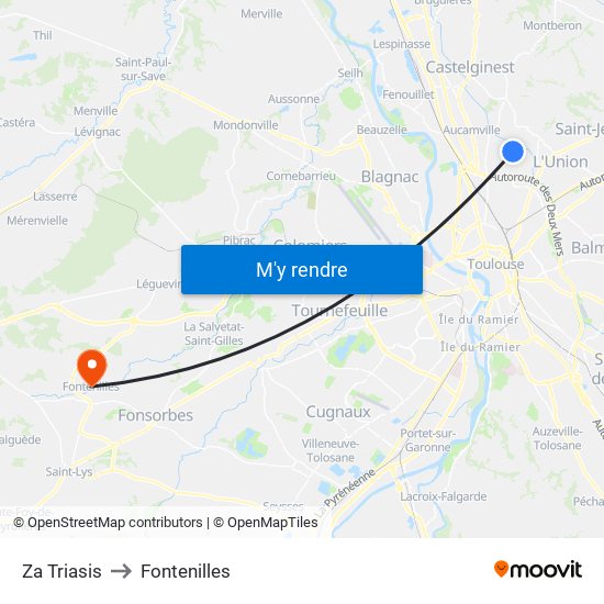 Za Triasis to Fontenilles map