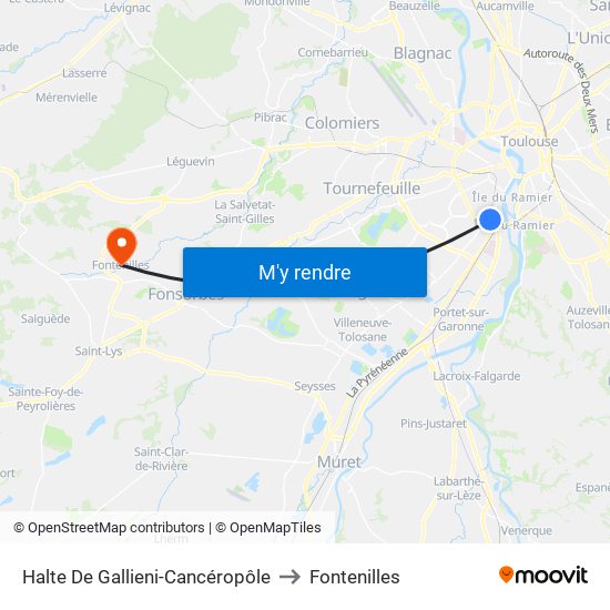 Halte De Gallieni-Cancéropôle to Fontenilles map