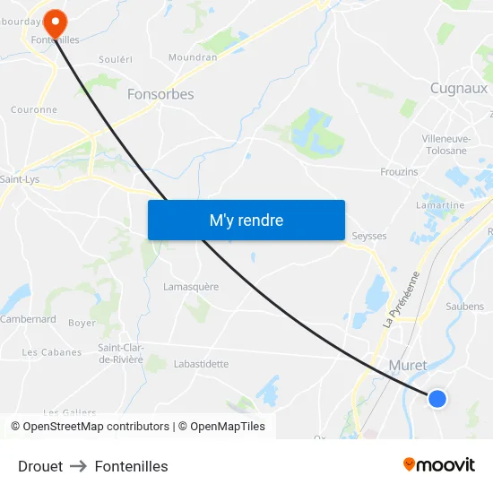 Drouet to Fontenilles map