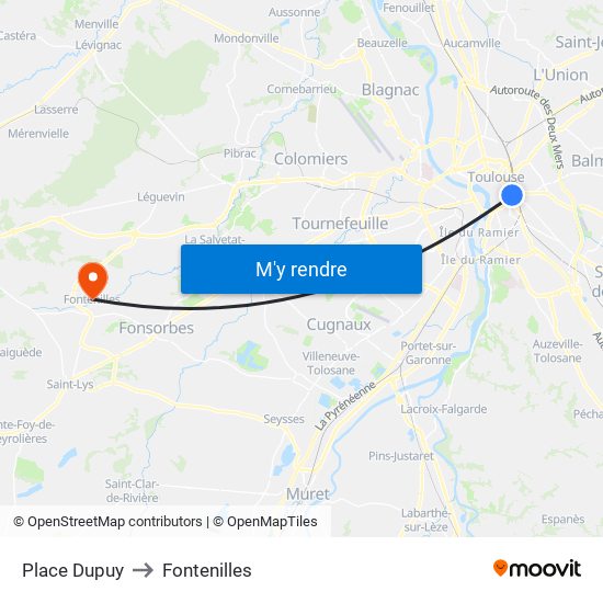 Place Dupuy to Fontenilles map