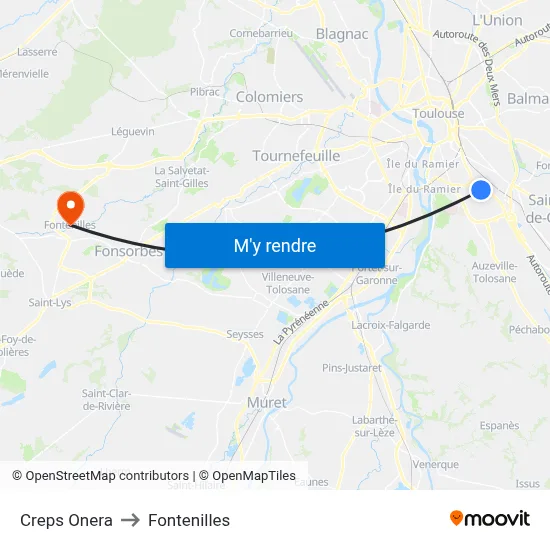 Creps  Onera to Fontenilles map