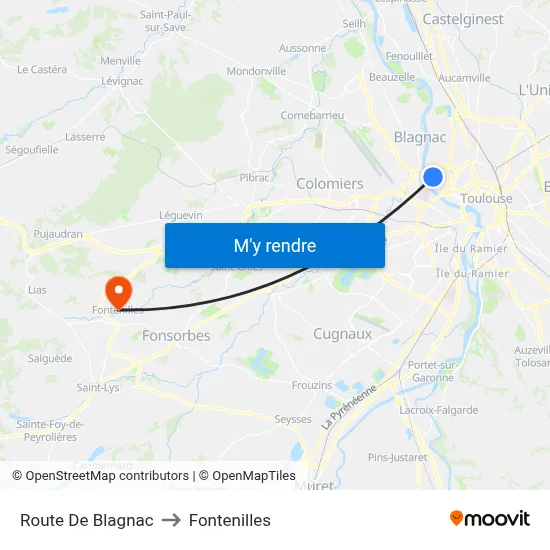 Route De Blagnac to Fontenilles map