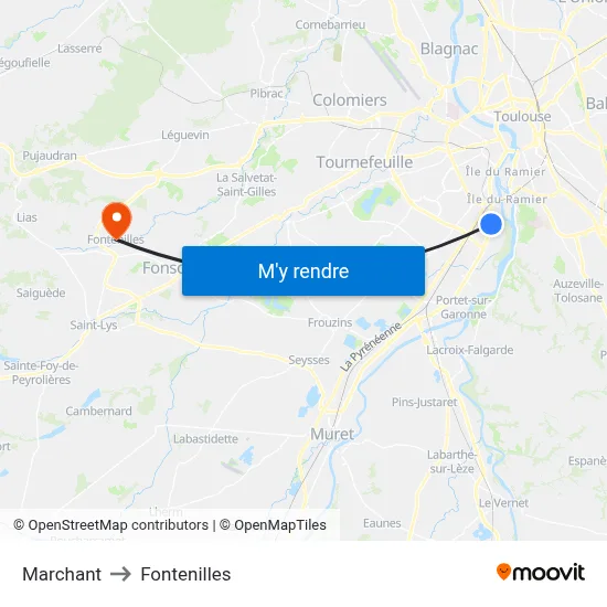 Marchant to Fontenilles map