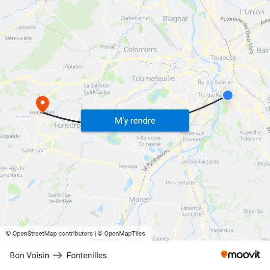 Bon Voisin to Fontenilles map