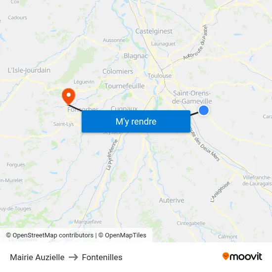 Mairie Auzielle to Fontenilles map