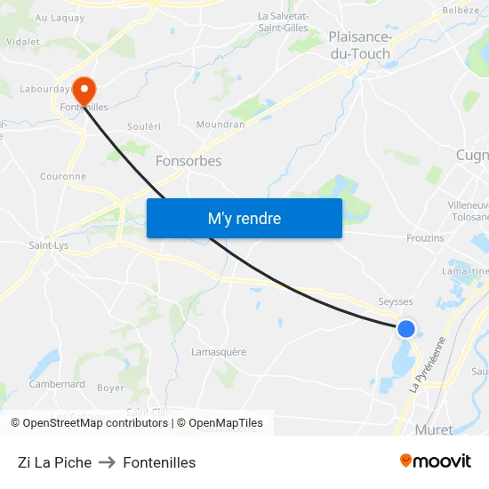 Zi La Piche to Fontenilles map