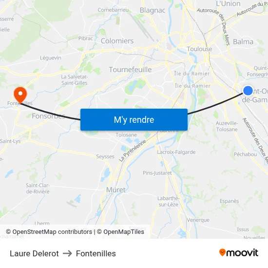 Laure Delerot to Fontenilles map