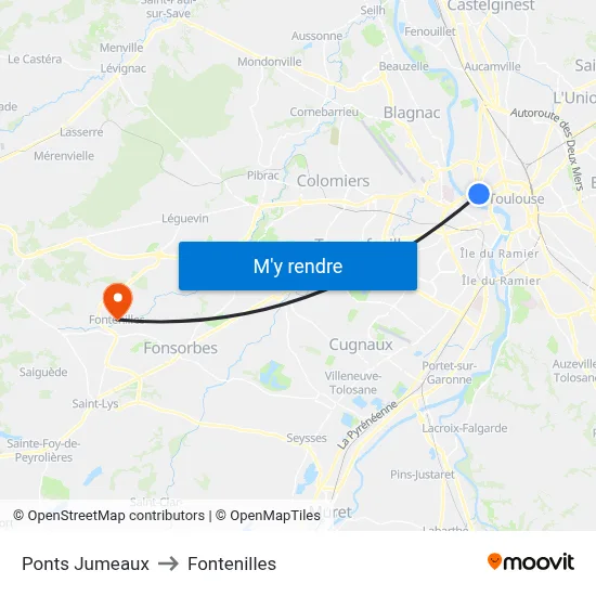 Ponts Jumeaux to Fontenilles map