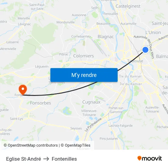 Eglise St-André to Fontenilles map