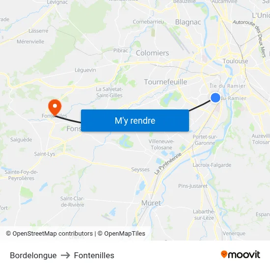 Bordelongue to Fontenilles map