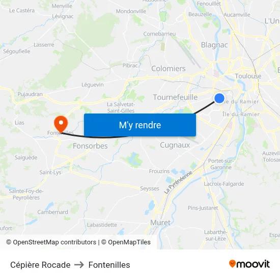 Cépière Rocade to Fontenilles map