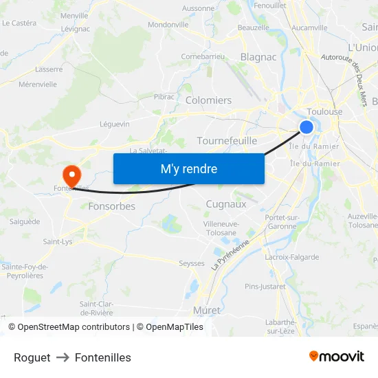 Roguet to Fontenilles map