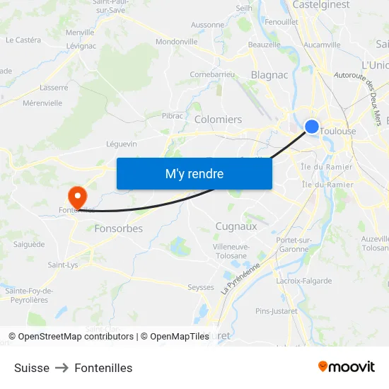 Suisse to Fontenilles map