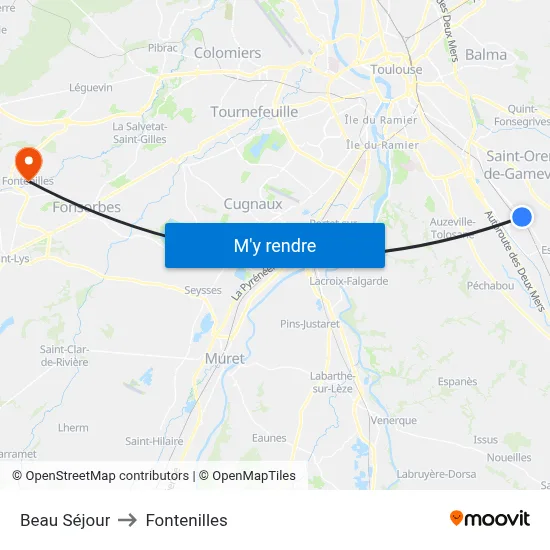 Beau Séjour to Fontenilles map