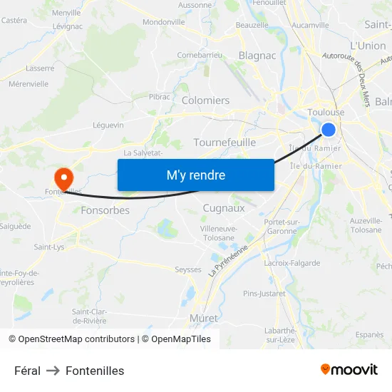 Féral to Fontenilles map