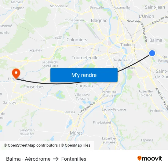 Balma - Aérodrome to Fontenilles map