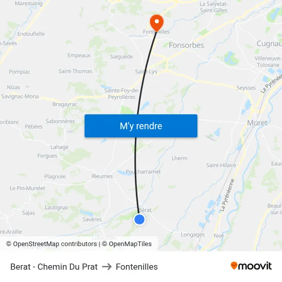 Berat - Chemin Du Prat to Fontenilles map