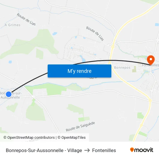 Bonrepos-Sur-Aussonnelle - Village to Fontenilles map