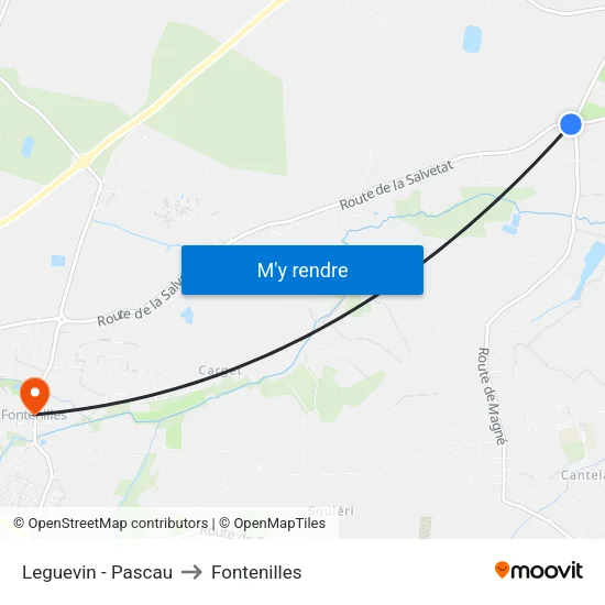 Leguevin - Pascau to Fontenilles map