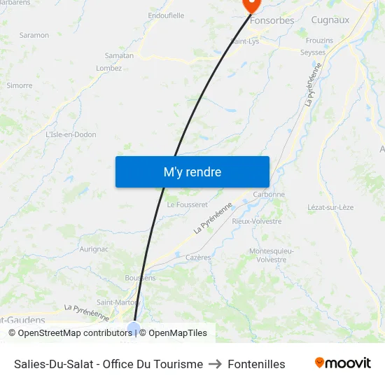 Salies-Du-Salat - Office Du Tourisme to Fontenilles map