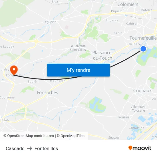 Cascade to Fontenilles map