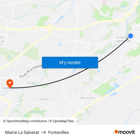 Mairie La Salvetat to Fontenilles map