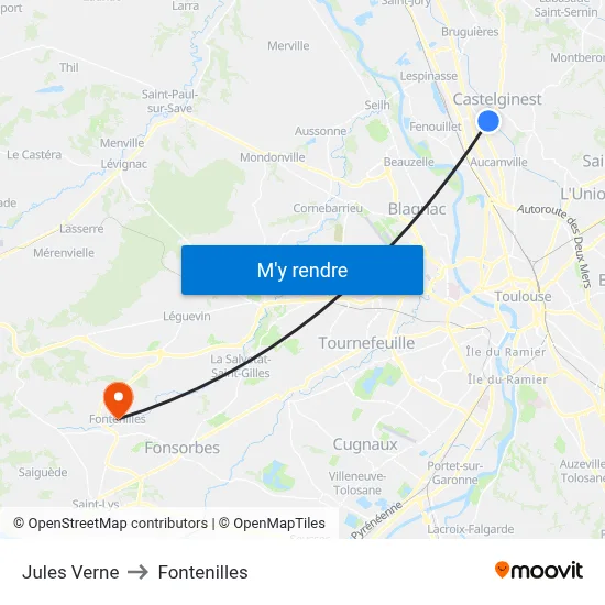 Jules Verne to Fontenilles map