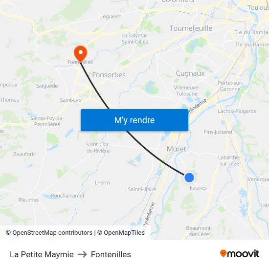 La Petite Maymie to Fontenilles map