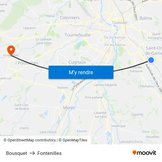 Bousquet to Fontenilles map