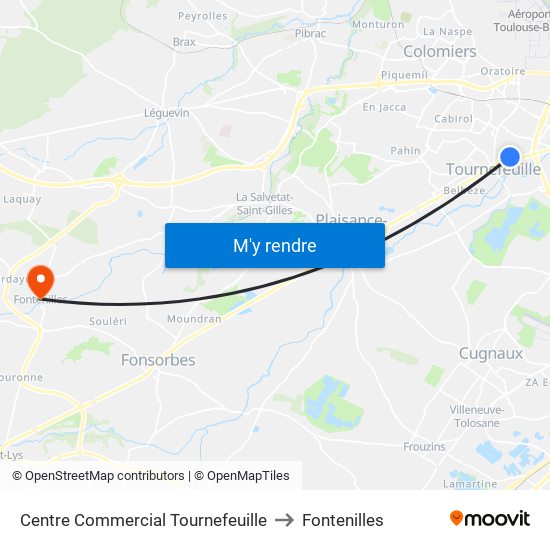 Centre Commercial Tournefeuille to Fontenilles map