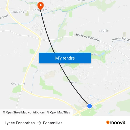 Lycée Fonsorbes to Fontenilles map