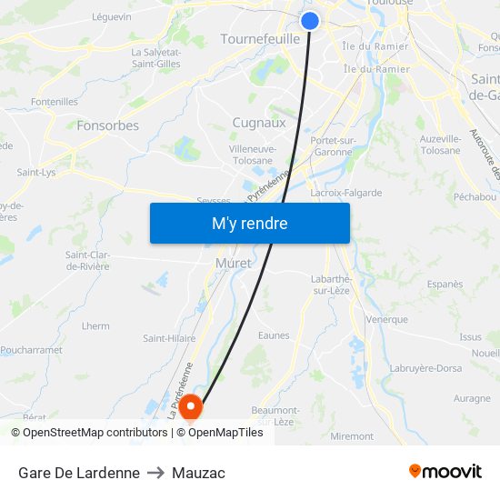 Gare De Lardenne to Mauzac map