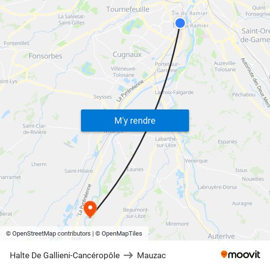 Halte De Gallieni-Cancéropôle to Mauzac map