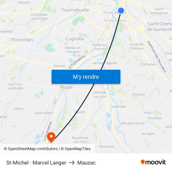 St-Michel - Marcel Langer to Mauzac map