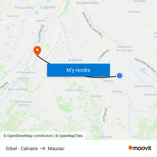 Gibel - Calvaire to Mauzac map