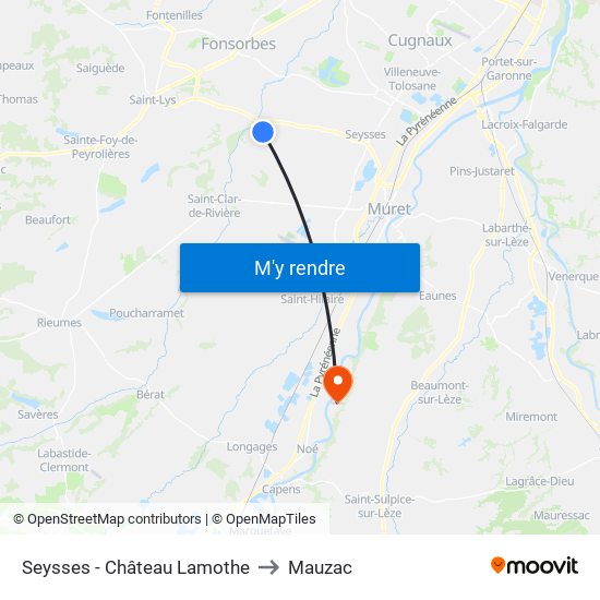 Seysses - Château Lamothe to Mauzac map