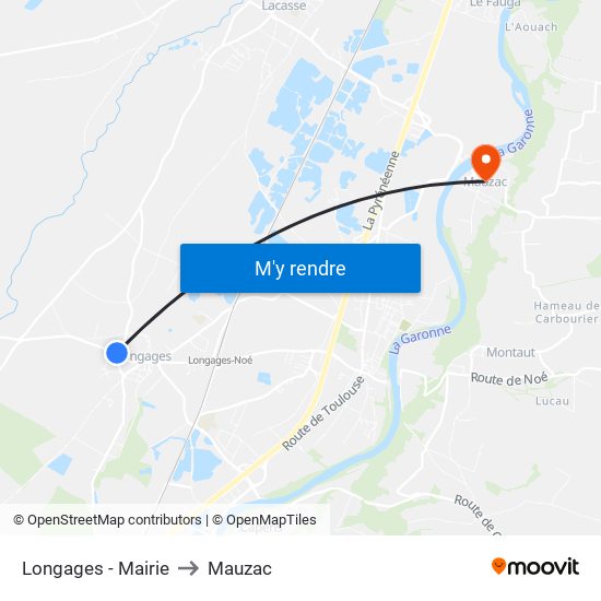 Longages - Mairie to Mauzac map