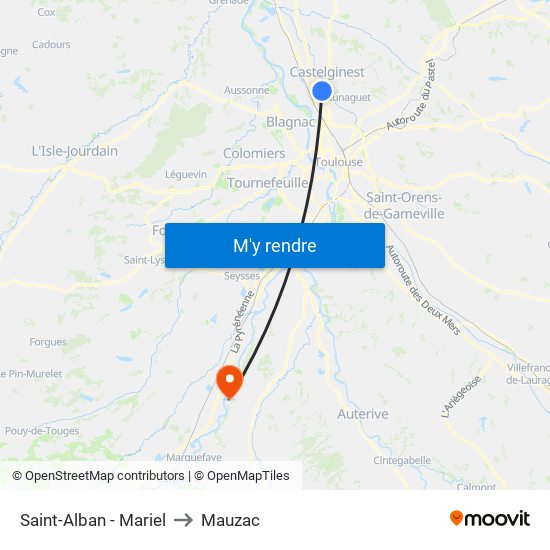 Saint-Alban - Mariel to Mauzac map