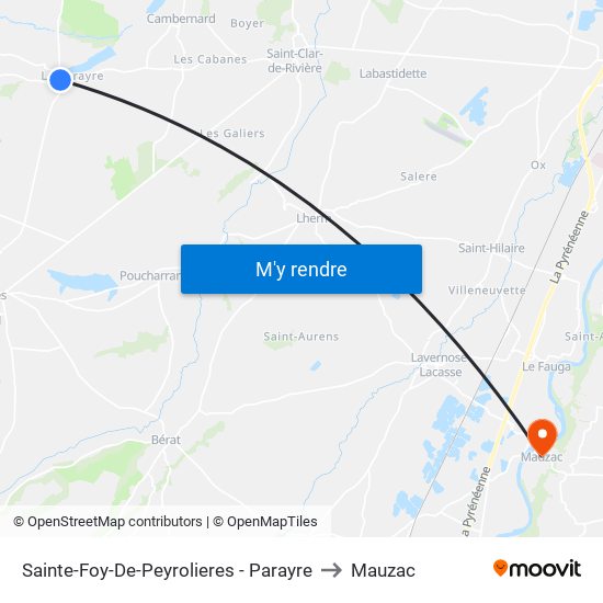 Sainte-Foy-De-Peyrolieres - Parayre to Mauzac map