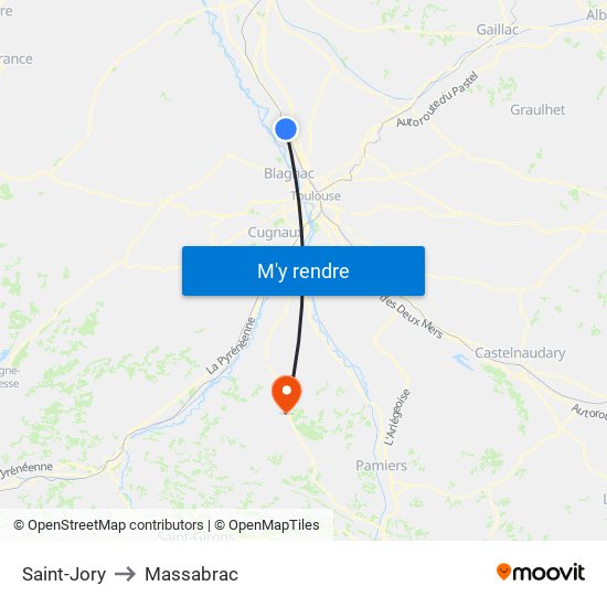 Saint-Jory to Massabrac map