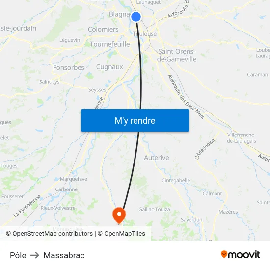 Pôle to Massabrac map