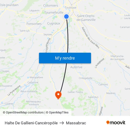 Halte De Gallieni-Cancéropôle to Massabrac map