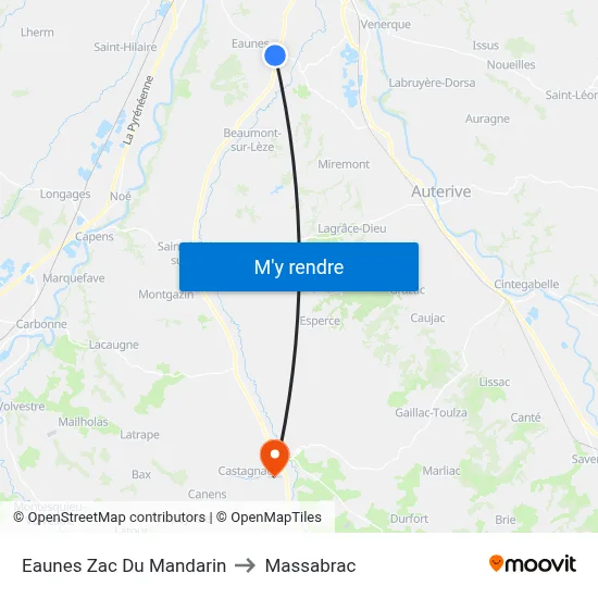 Eaunes Zac Du Mandarin to Massabrac map