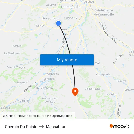 Chemin Du Raisin to Massabrac map
